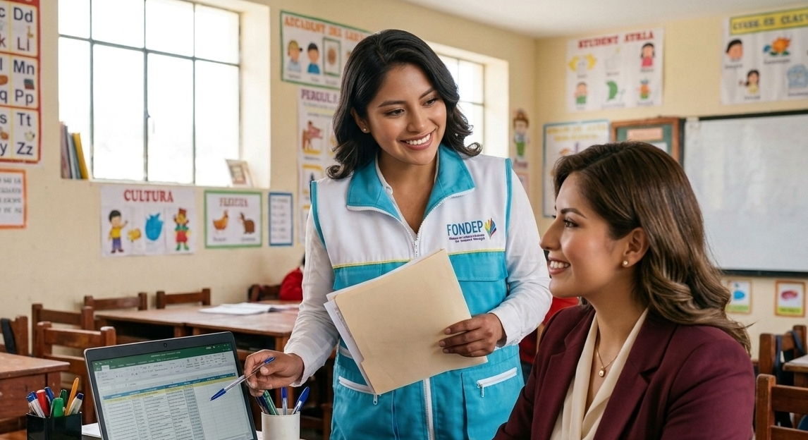 Especialista asesorando docente